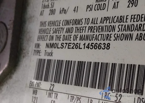 2020 Ford Transit Connect Xl из США, поврежденный, VIN NM0LS7E26L1456638